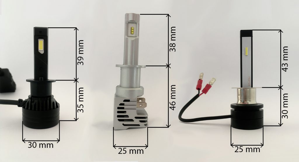 LED Bulbs diameters, size, height, width, hbetec